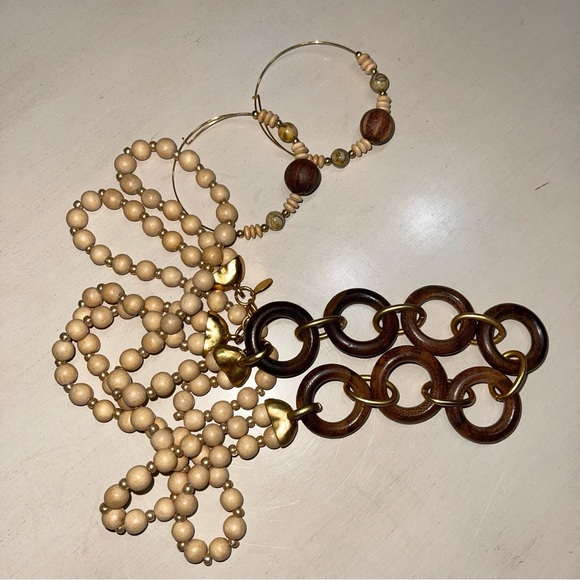 Express Jewelry - Elegant Faux Gold and Brown Beaded Necklace Set